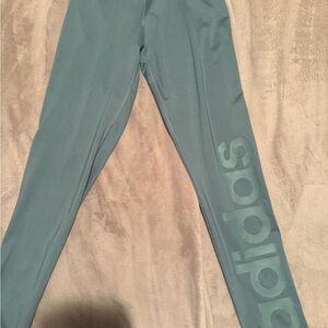 Adidas Green Leggings Stretchy Athletic Bottoms